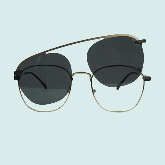 FS Gold Metal Frame w/ Polarize Clip-on Bl