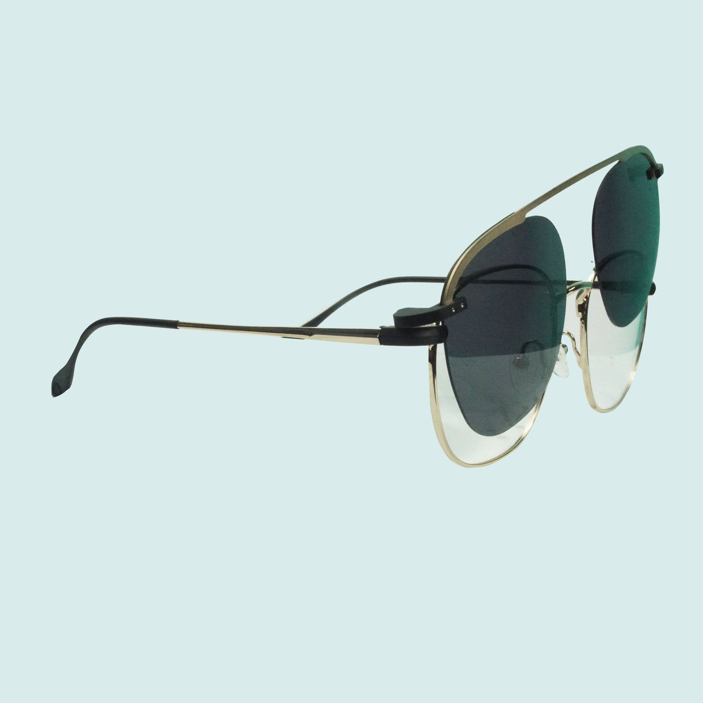 FS Gold Metal Frame w/ Polarize Clip-on Bl